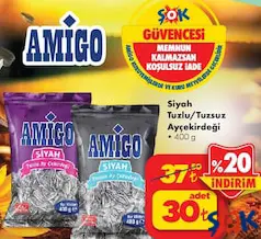 AMİGO SİYAH TUZLU/TUZSUZ AYÇEKİRDEĞİ 400 G